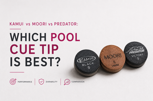 Premium pool cue tips including Kamui, Moori, and Predator — layered leather billiard cue tips | Atlas Supplies