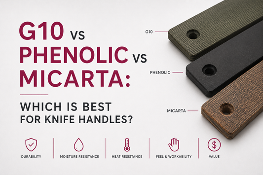 G10, Phenolic Micarta, and Juma knife handle material comparison — synthetic handle scales for custom knives | Atlas Supplies