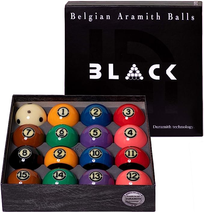 Aramith Duramith ビリヤードボールセット 16個 Aramith Tournament Black 16 Ball Set: High-Quality Billiard