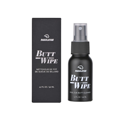 Pagulayan Butt Wipe pool cue and shaft cleaner spray bottle with retail packaging box