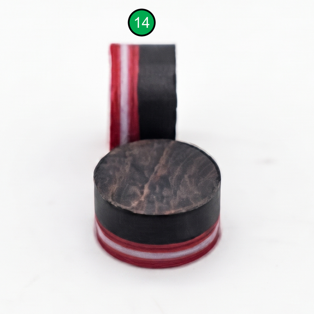 C4 Tip Pad Series break/jump cue tip 14 - charcoal tip with red and white integrated pad | Atlas Supplies