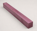 Square Purpleheart wood blank with a smooth polished finish, showing rich violet-purple grain for pool cue building