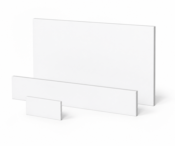 Elforyn White ivory-alternative sheets shown in three sizes on a white background