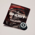 Ghost tip packaging with a small black and white disc on a light gray background