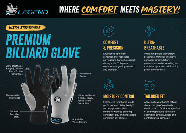 Legend Ultra-Breathable Premium Billiard Glove