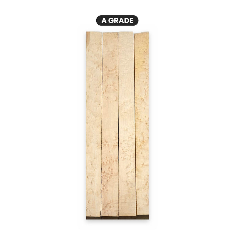 A grade birdseye maple blanks, 1.5 x 1.5 x 18 in | Atlas Supplies