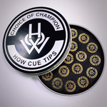 HOW Black cue tip retail case — layered billiard tip packaging | Atlas Supplies