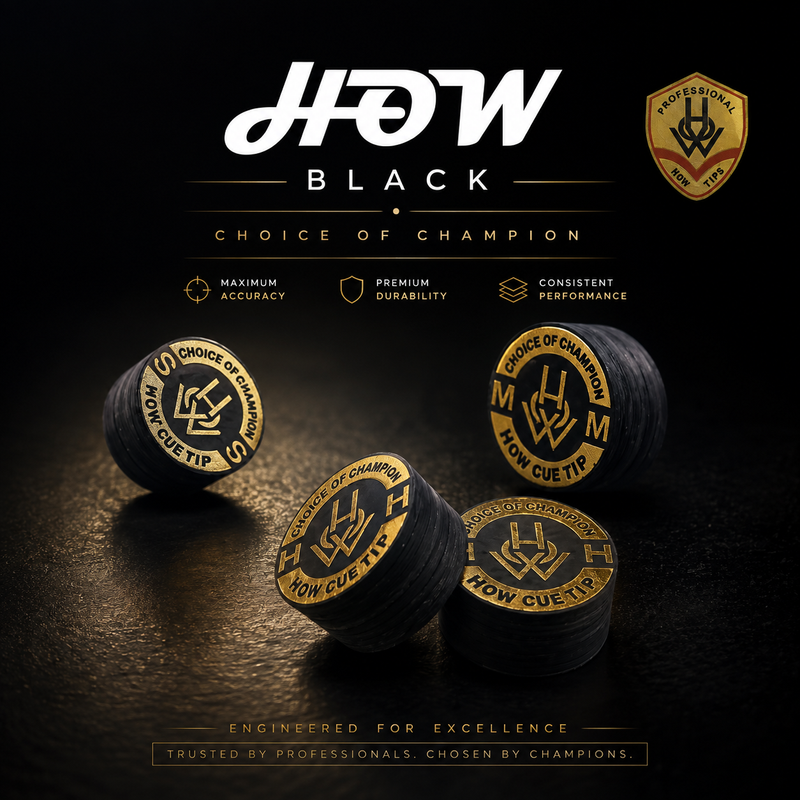HOW Black cue tip — 9-layer pigskin pool cue tips in S, M and H hardness, Choice of Champion stamp | Atlas Supplies