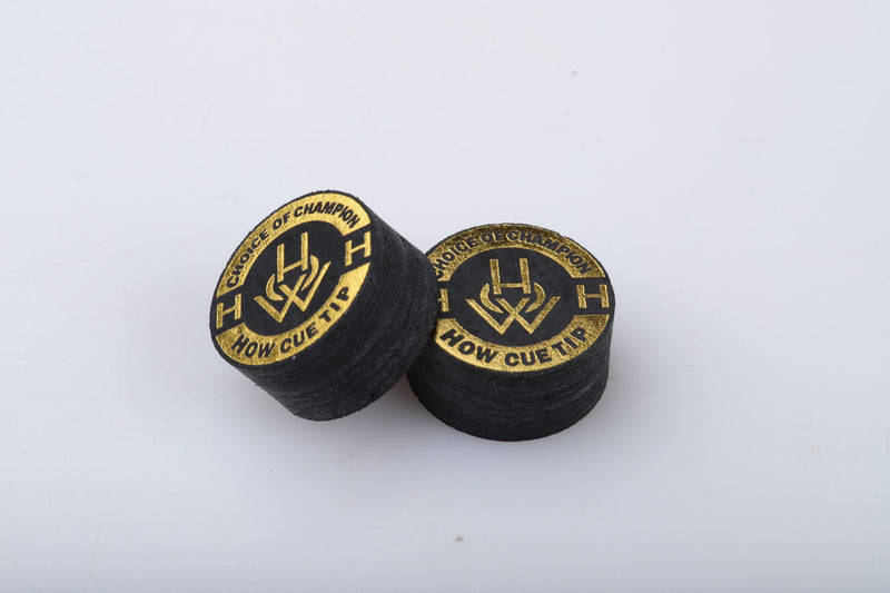 HOW Black cue tip Hard (H) — 14mm layered pigskin billiard tip | Atlas Supplies