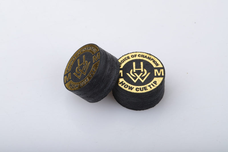 HOW Black cue tip Medium (M) — 14mm layered pigskin billiard tip | Atlas Supplies