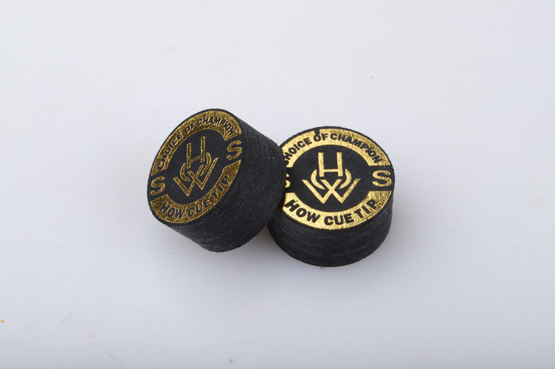 HOW Black cue tip Soft (S) — 14mm layered pigskin billiard tip | Atlas Supplies