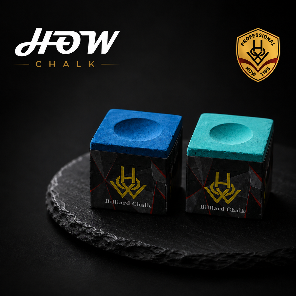 HOW billiard chalk 2-pack — blue and green premium pool cue chalk cubes | Atlas Supplies