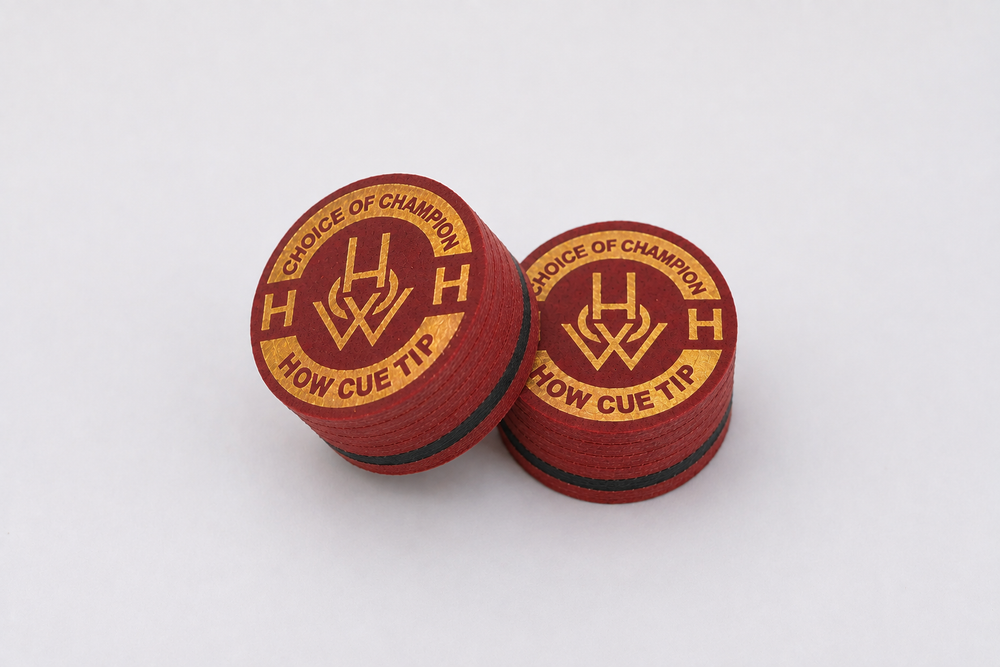 HOW Titan cue tip Hard (H) — 14mm bordeaux layered pigskin tip with Energy Pad | Atlas Supplies