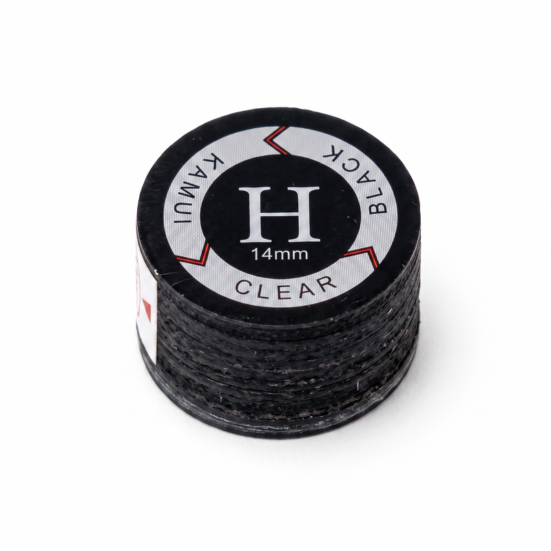 Kamui Clear Black Hard (H) — 14mm layered pigskin cue tip | Atlas Supplies
