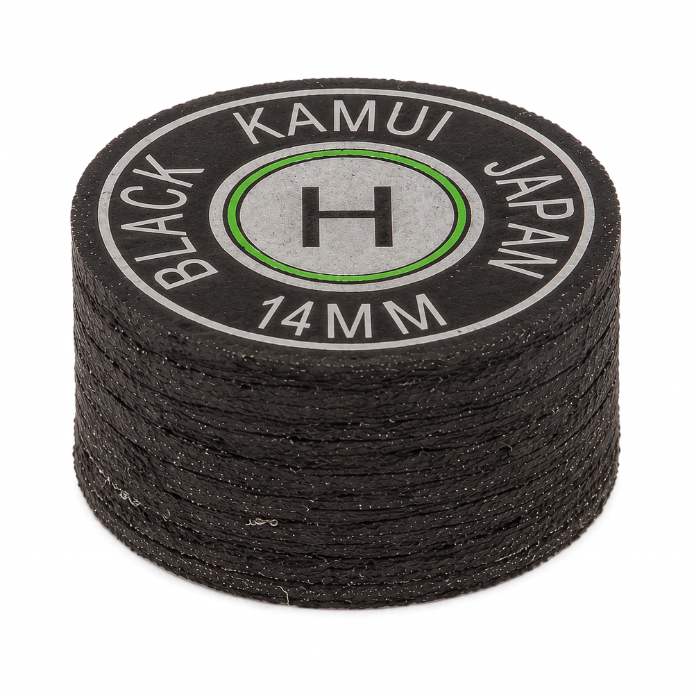 Kamui Original Black Hard (H) — 14mm layered pigskin cue tip | Atlas Supplies