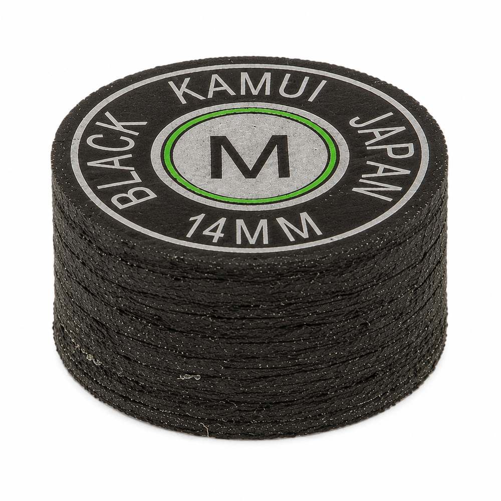 Kamui Original Black Medium (M) — 14mm layered pigskin cue tip | Atlas Supplies