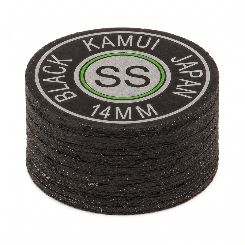 Kamui Original Black Super Soft (SS) — 14mm layered pigskin cue tip | Atlas Supplies