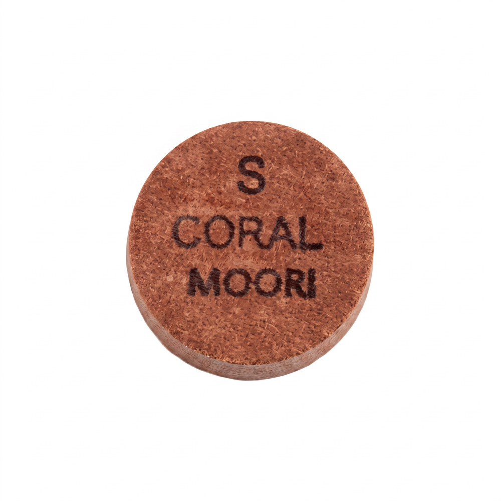 Moori Red Jewel Coral (S) — 14mm layered Japanese pigskin cue tip | Atlas Supplies