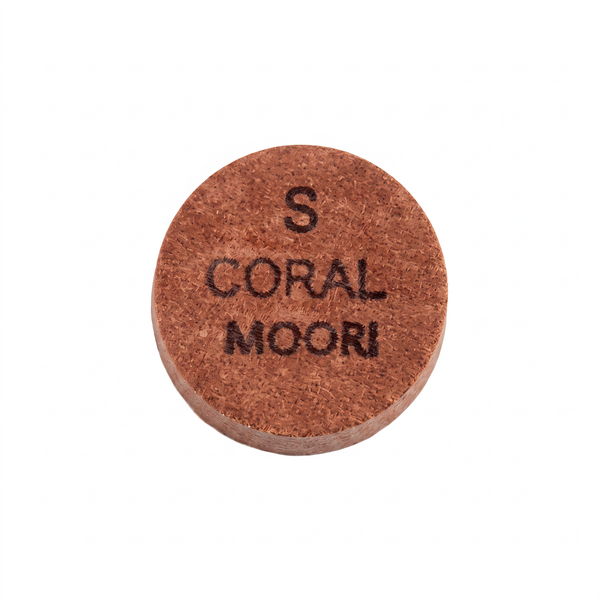 Moori Red Jewel Coral (S) — 14mm layered Japanese pigskin cue tip | Atlas Supplies