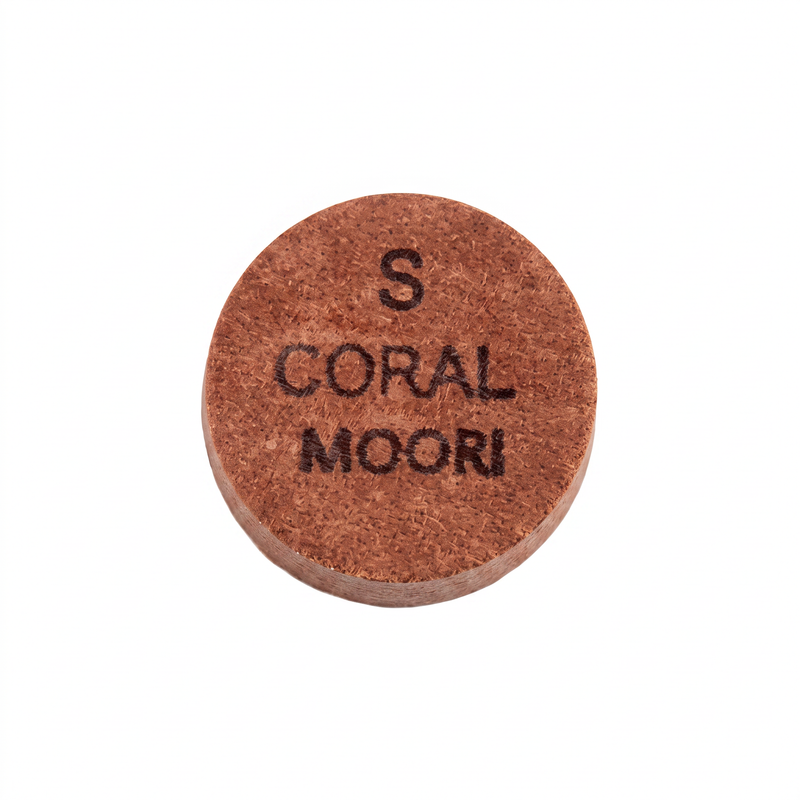 Moori Red Jewel Coral (S) — 14mm layered Japanese pigskin cue tip | Atlas Supplies