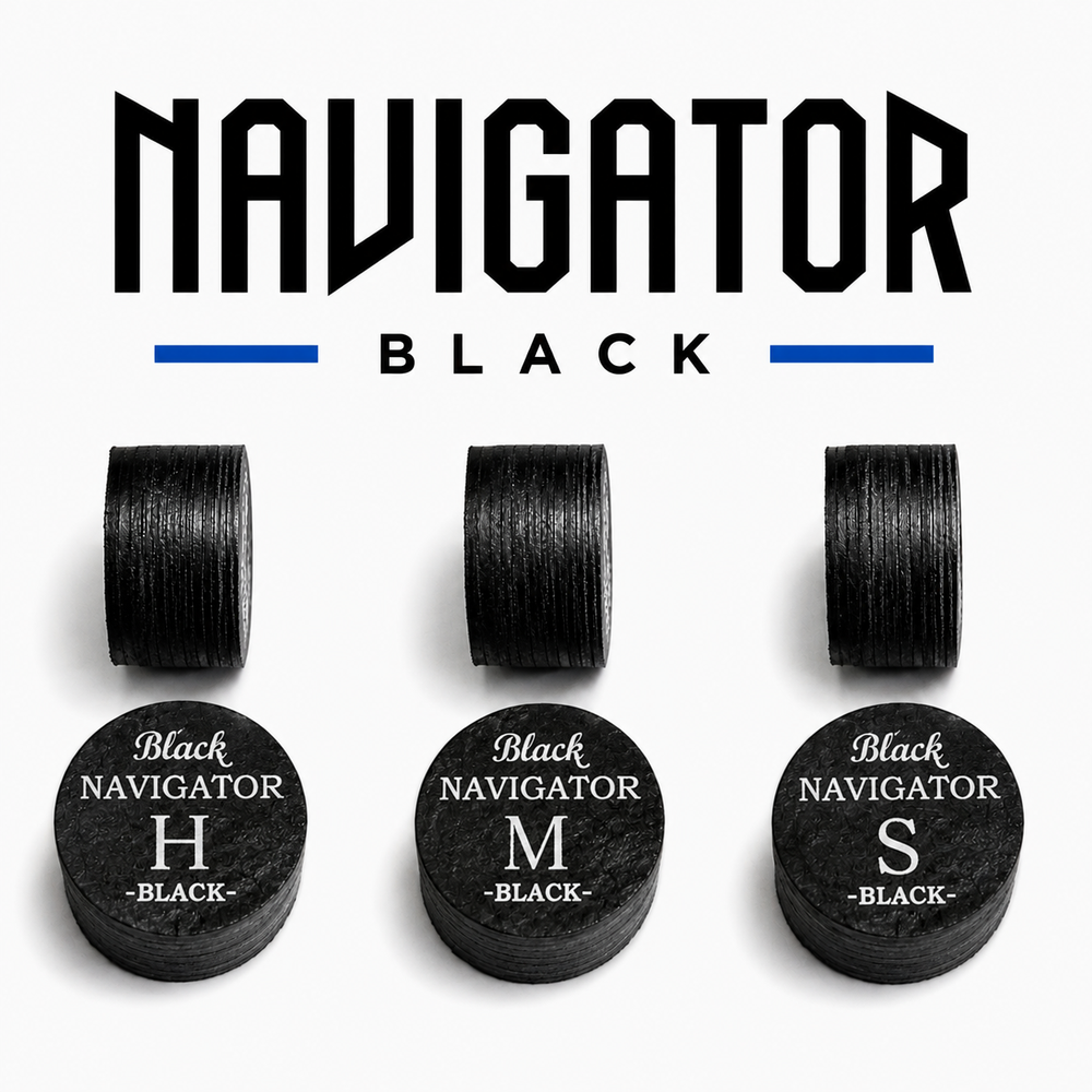 Navigator Black cue tips — layered Japanese pigskin range | Atlas Supplies