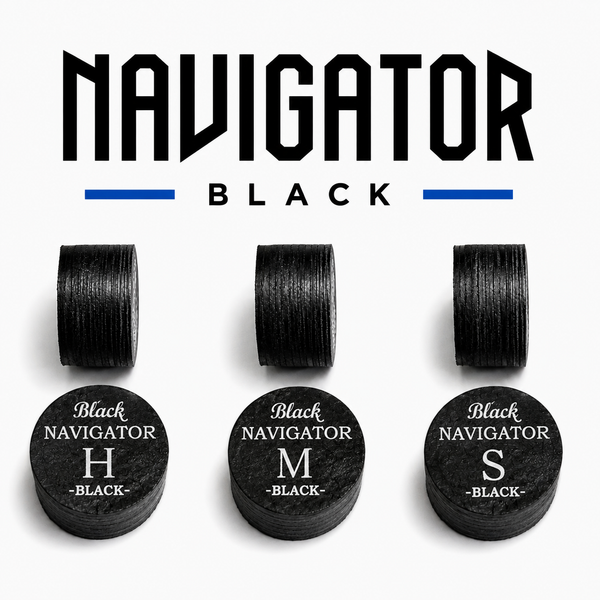 Navigator Black cue tips — layered Japanese pigskin range | Atlas Supplies