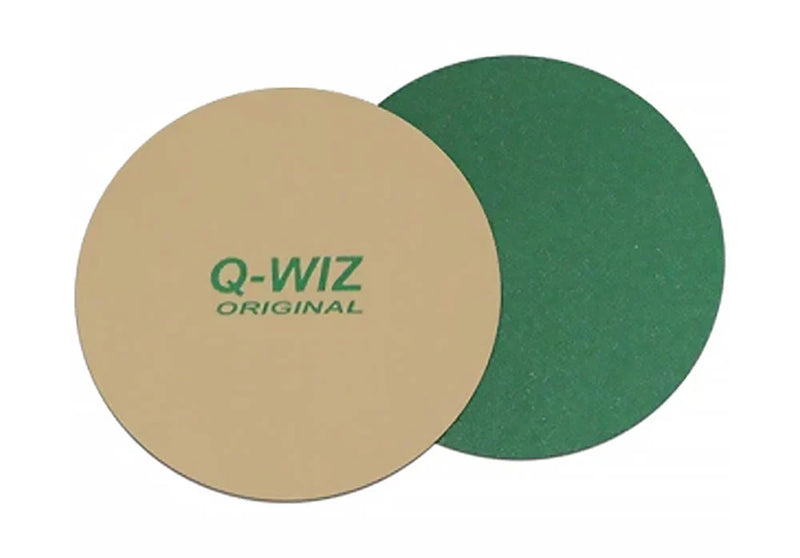 Last 4 Ever Q-Wiz shaft conditioning pad showing the textured cleaning side and leather burnishing side
