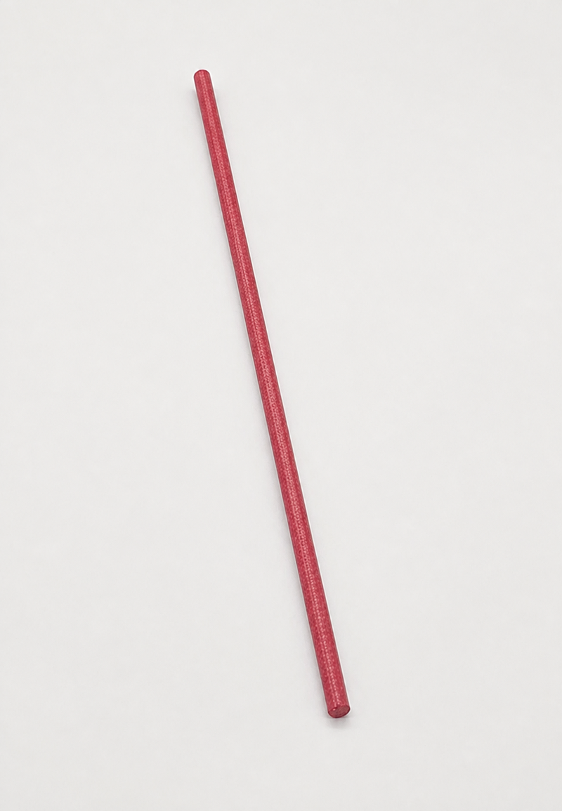 Red canvas phenolic rod on white background