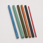 Canvas phenolic rods in blue, teal, OD green, brown, black, and red